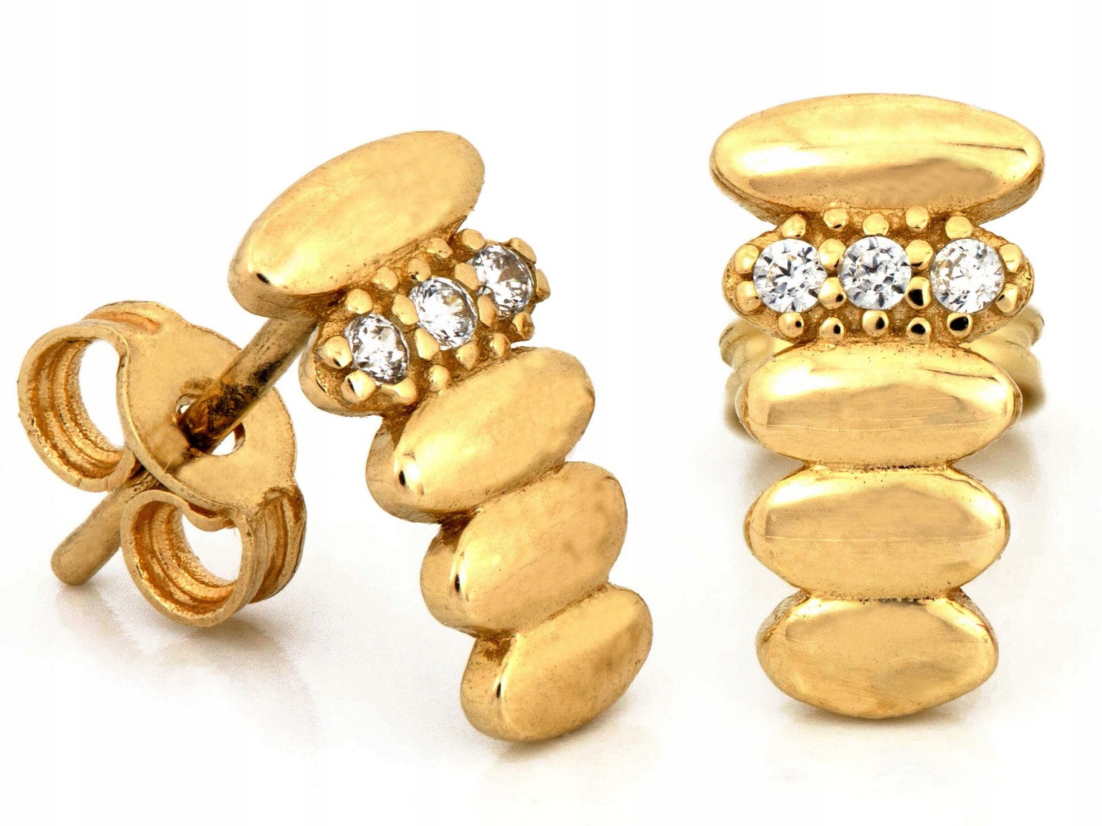 Zlaté náušnice 585 14k s kubickými zirkony o hmotnosti 1,05 g jako módní dárek