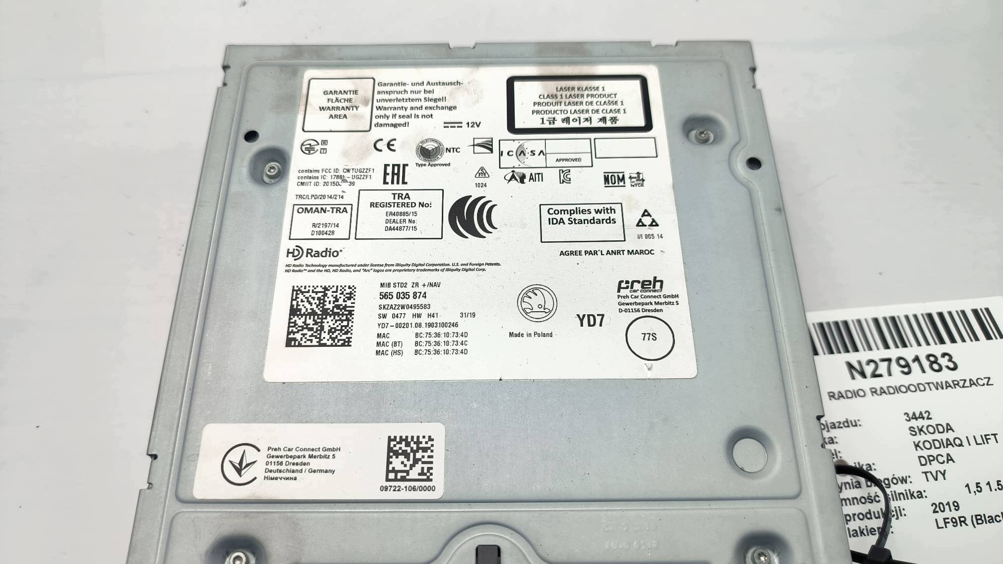 Lettore schede SD 565035874 SKODA KODIAQ e LIFT