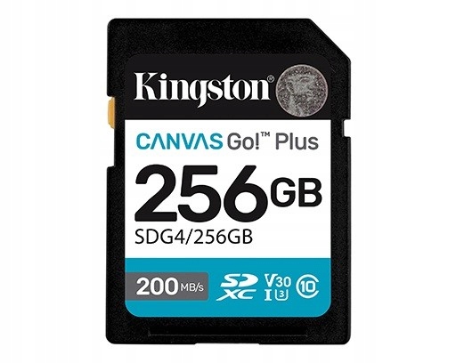 Kingston Paměťová karta Sd 256 Gb Canvas Go Plus 200/160 MB/s C10 U3 V30
