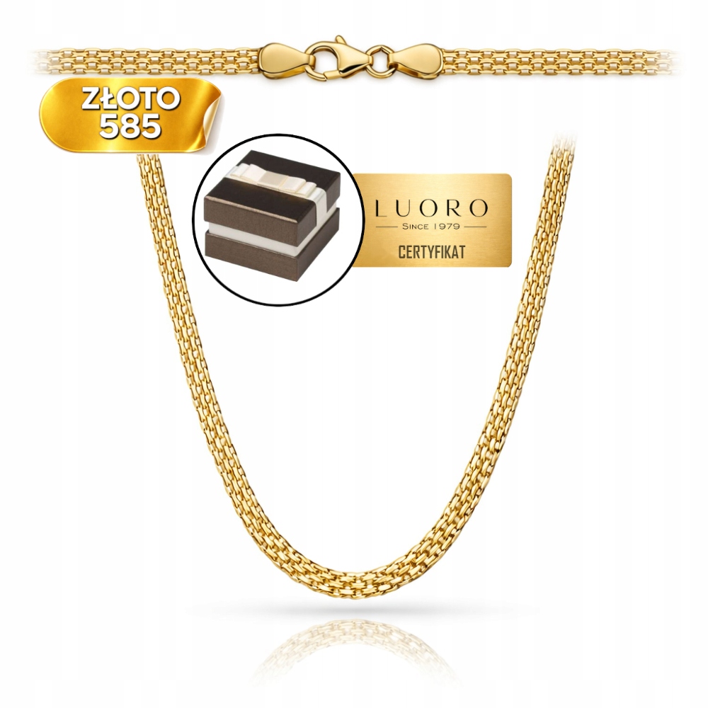 Řetízek Zlatý 585 14K Bismarck 50 CM 4 MM Elegantní Klasický