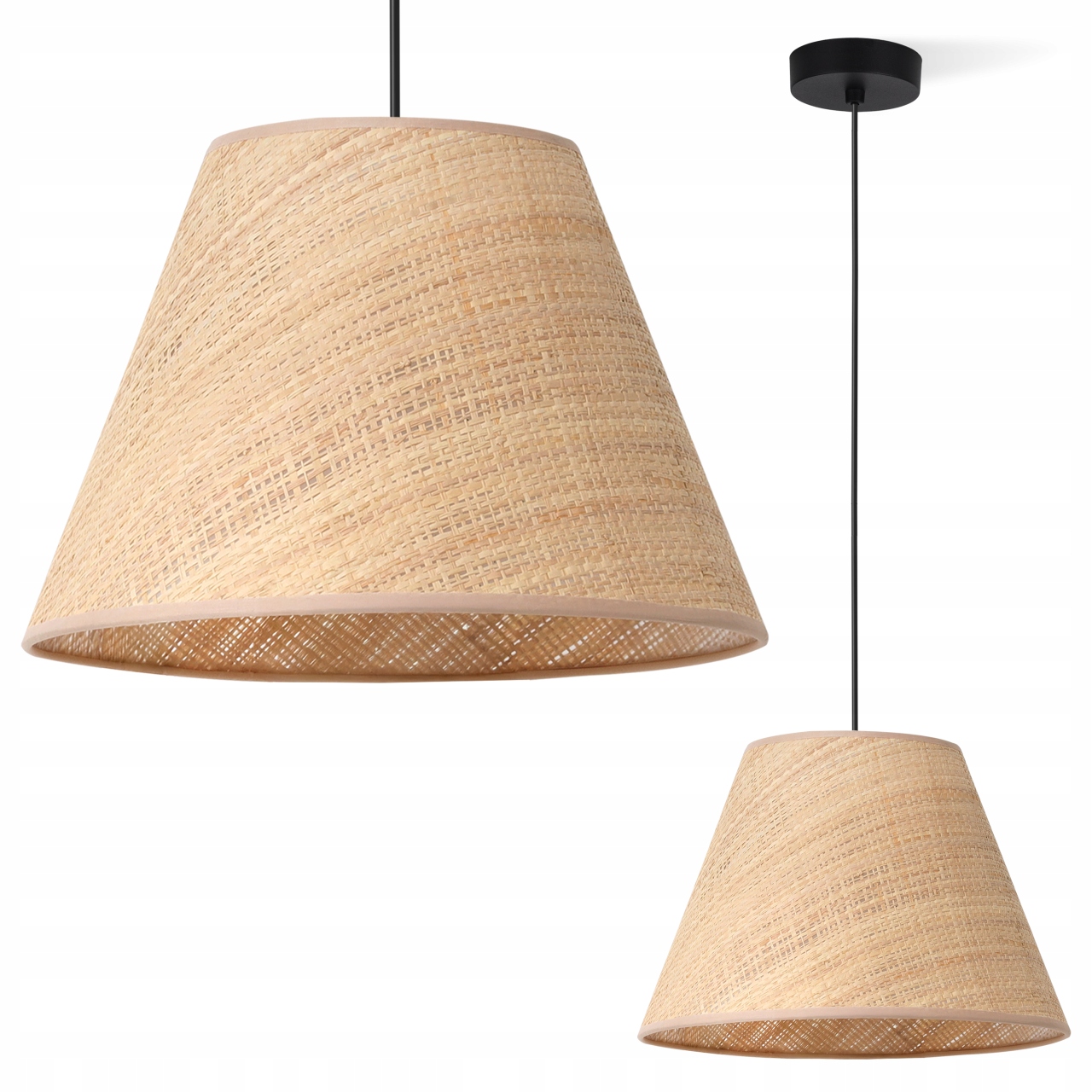 Závěsná Stropní Lampa Lustr Stínidlo Kužel Ratan Boho Do Ložnice Béžová