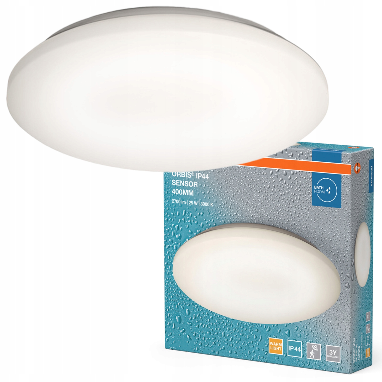 Stropné Svietidlo 25W 1800lm 3000K Biely IP44 Orbis Osram