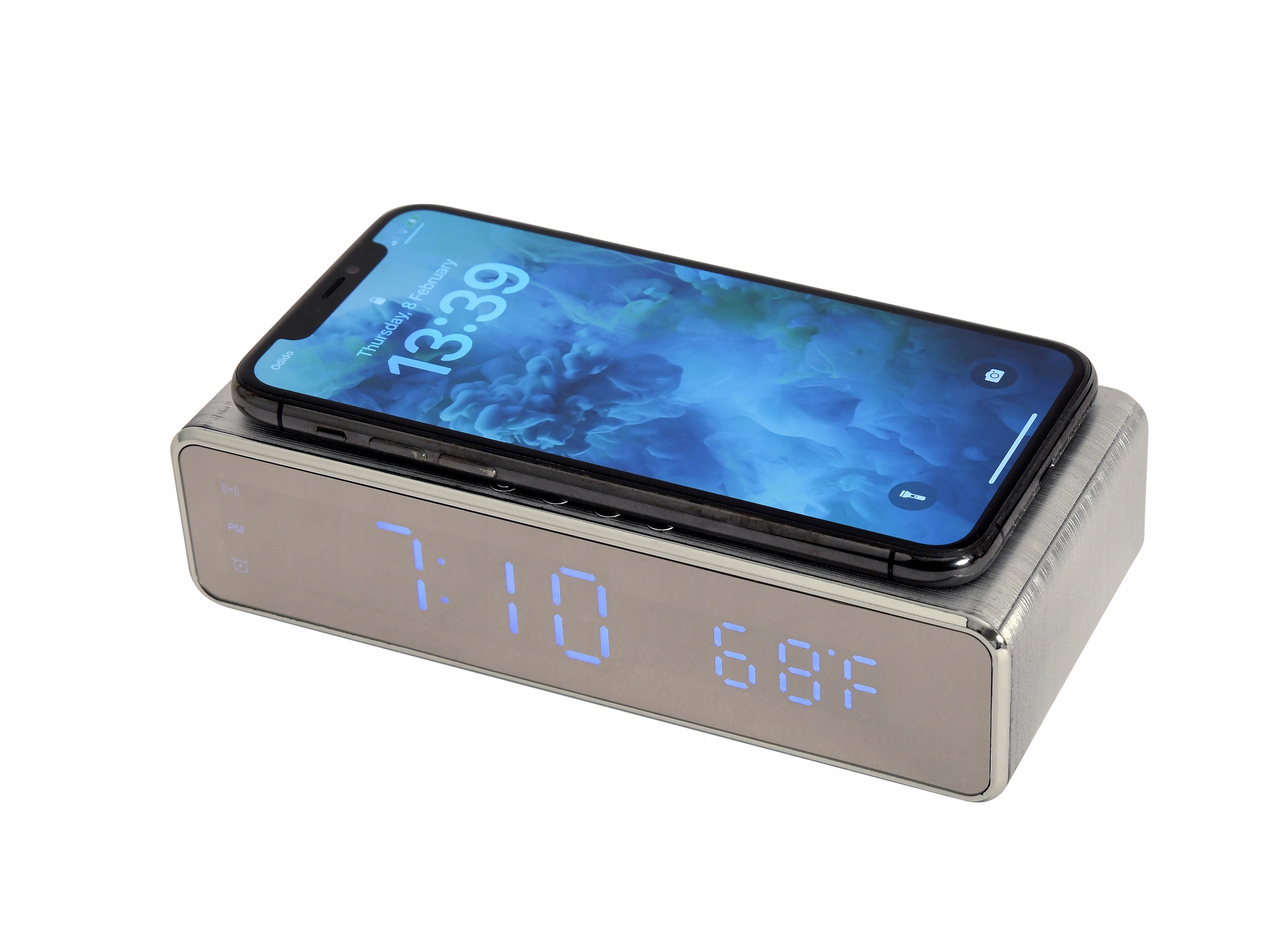 CYFROWY BUDZIK ZEGAR INDYKCYJNA ŁADOWARKA BEZPRZEWODOWA DO TELEFONU QI