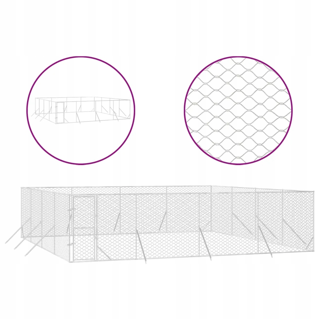 Levně Kotec venkovní pro psa, 8x8x2 m, ocel galvanizovaná