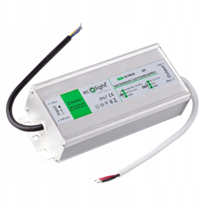 ZASILACZ DO TAŚM LED HERMETYCZNY WODOODPORNY 100W 12V 8.33A 215x45x36 EAN (GTIN) 5901986796107
