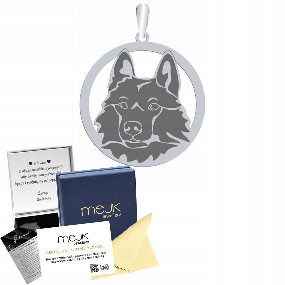 Stříbrný přívěsek Russian-European Laika 925 Šperky Žena Gravírování