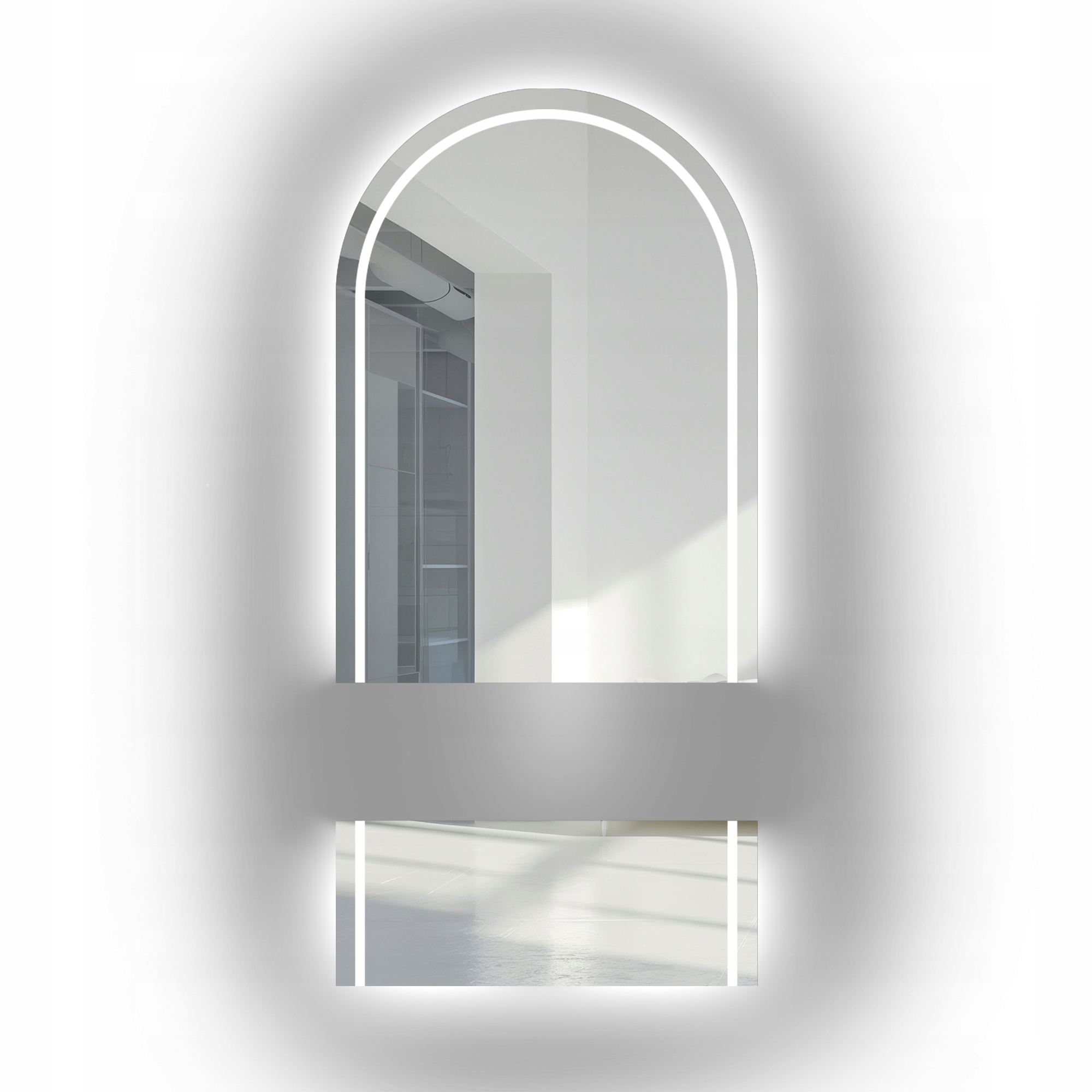 Plato polooválné Zrcadlo ze dvou částí s Led podsvícením 90x180