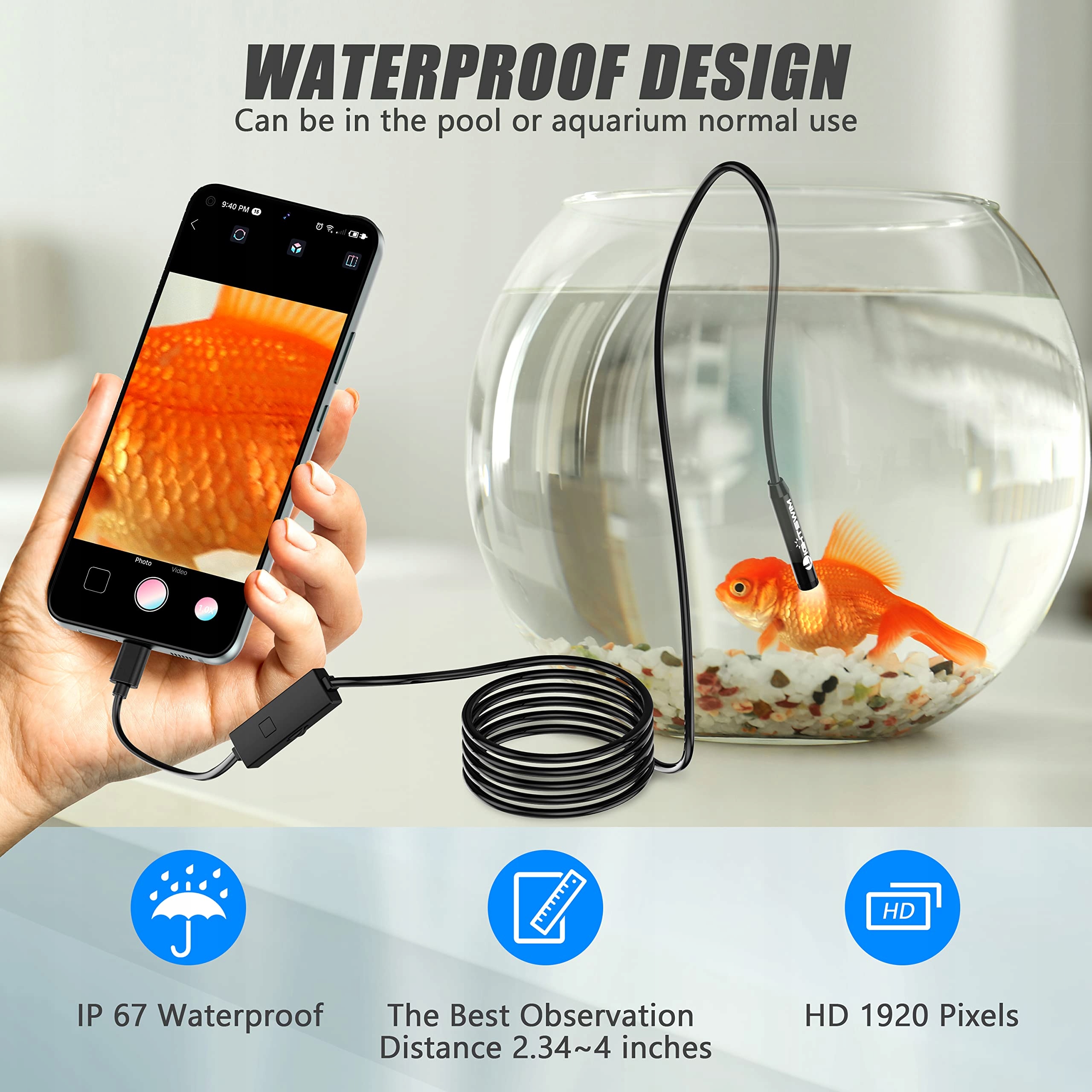 Lightswim Endoskop Kamera 1920P Typ C Android iOS 8 LED 5M — miniatura 6