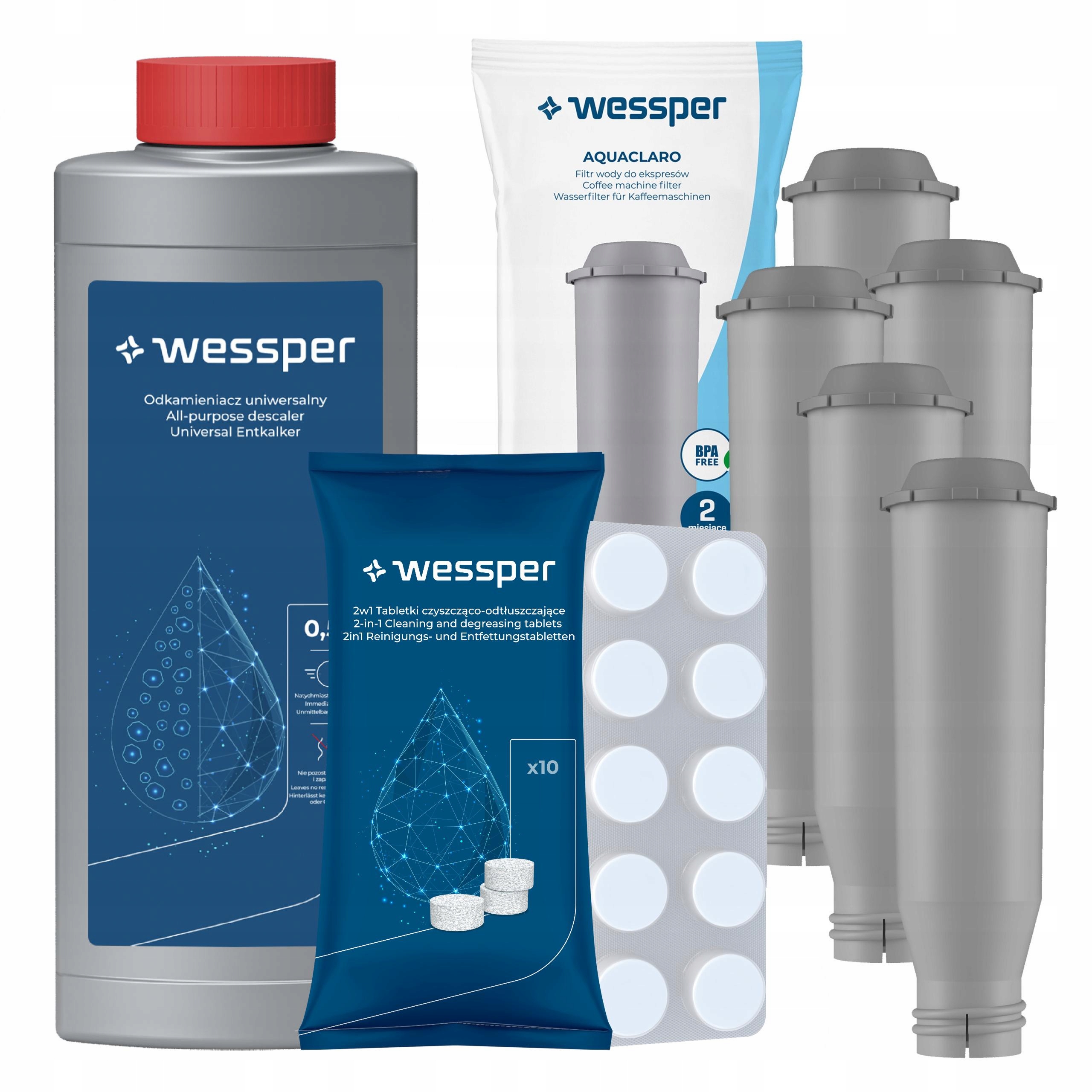 5 x vodní filtr do kávovaru Krups čisticí tablety odvápňovač 0,5 l