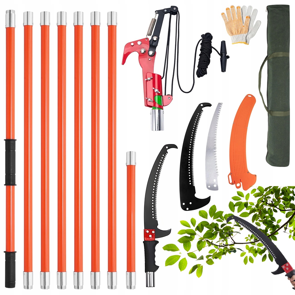 Zahradní Nůžky S Teleskopickým Držákem, 8 Dílů, Oranžový, Pro Zahradu A Sadu