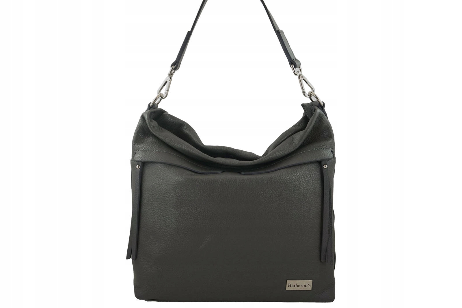 Dámská kabelka z přírodní kůže, taška přes rameno A4 šedá tmavá