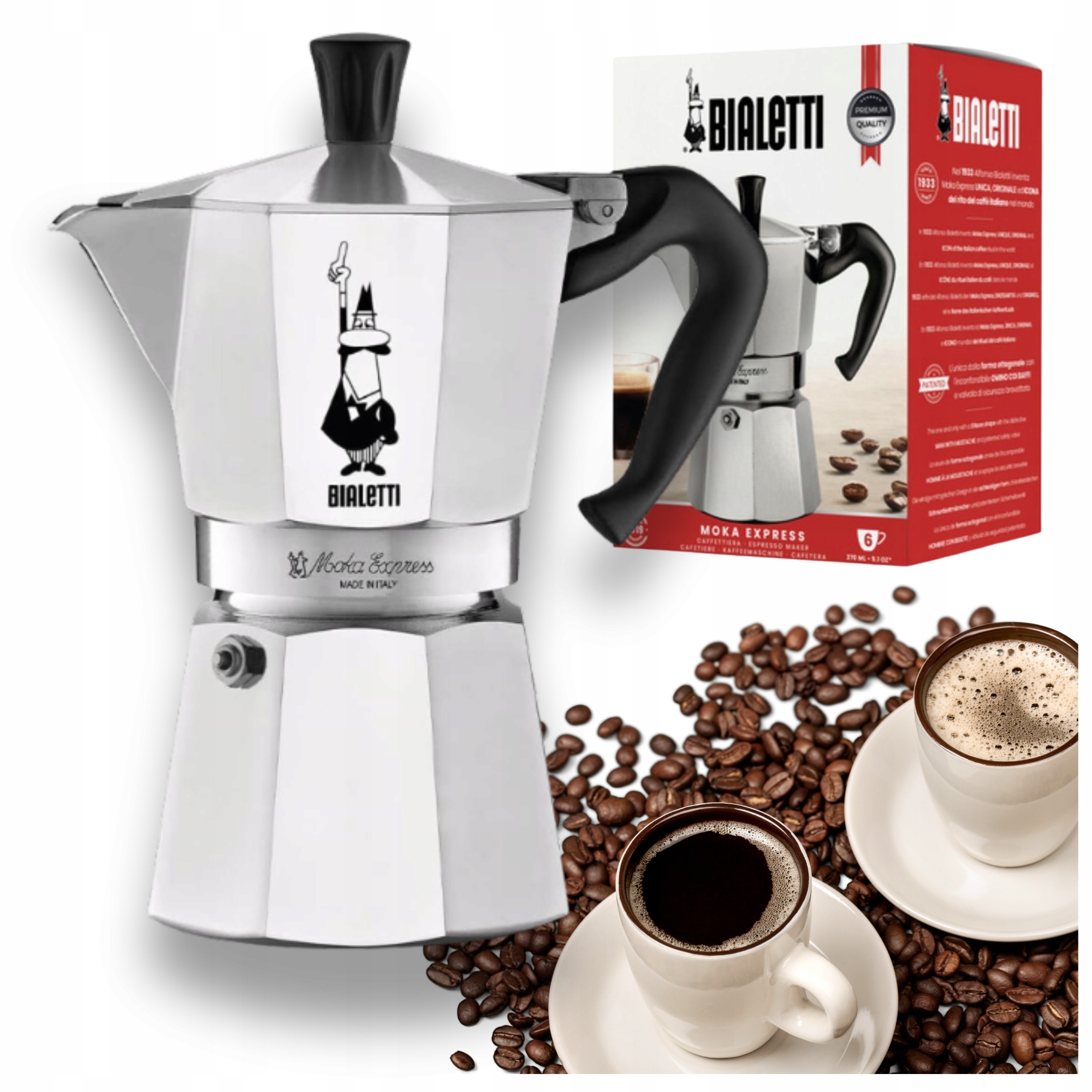 Klasická Kávovarka Velká Bialetti Moka Express 6 Tz Aluminium Stříbrná 300 ml