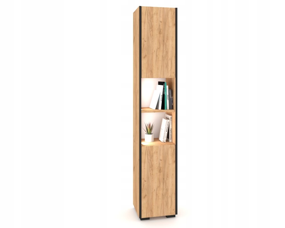 Stojící sloupek Skříňka do obývacího pokoje Vitrína Komoda Pawlacz Craft Černá Led