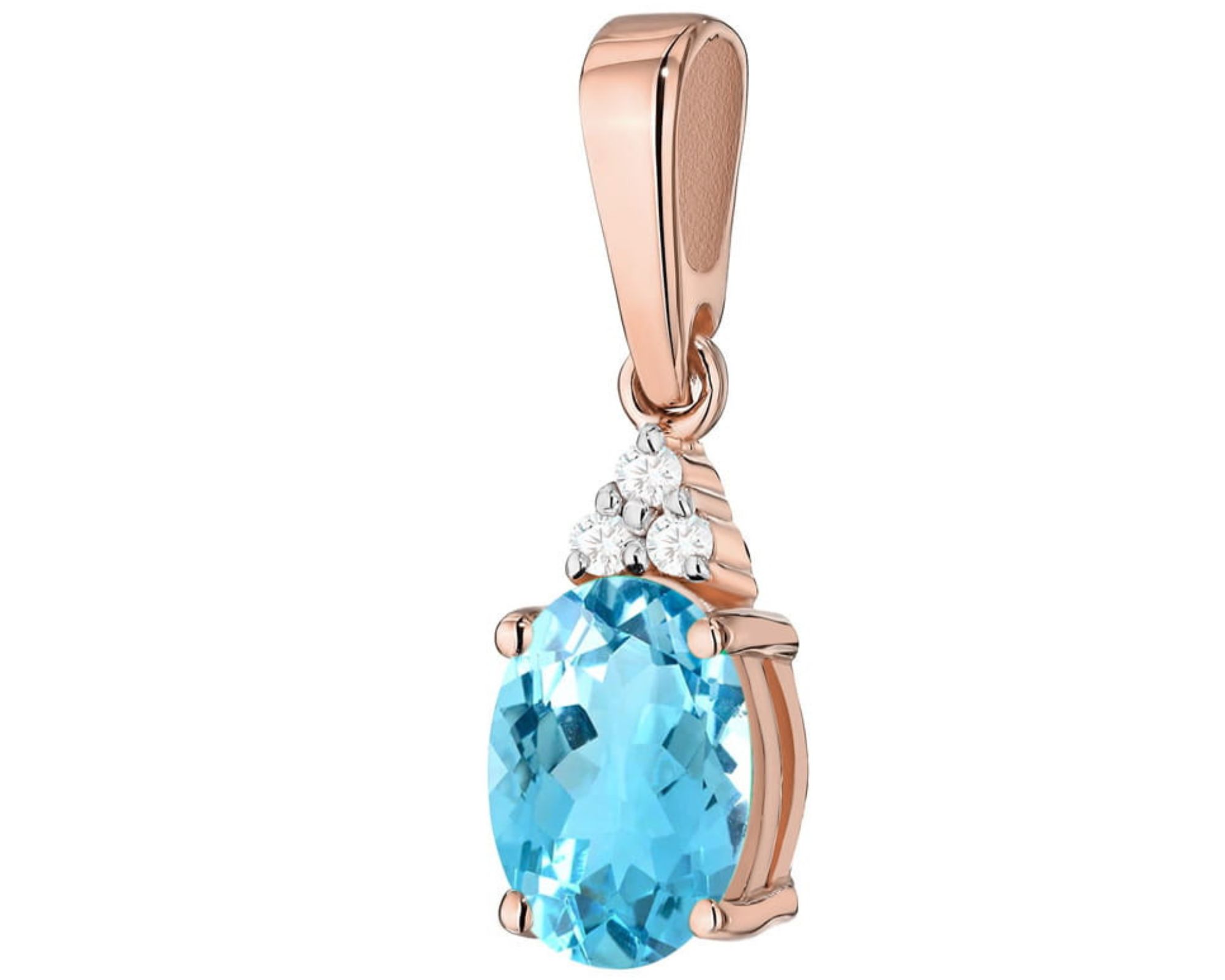 Přívěsek Z Růžového Zlata S Diamantem A Přírodním Kamenem S Topazem 585