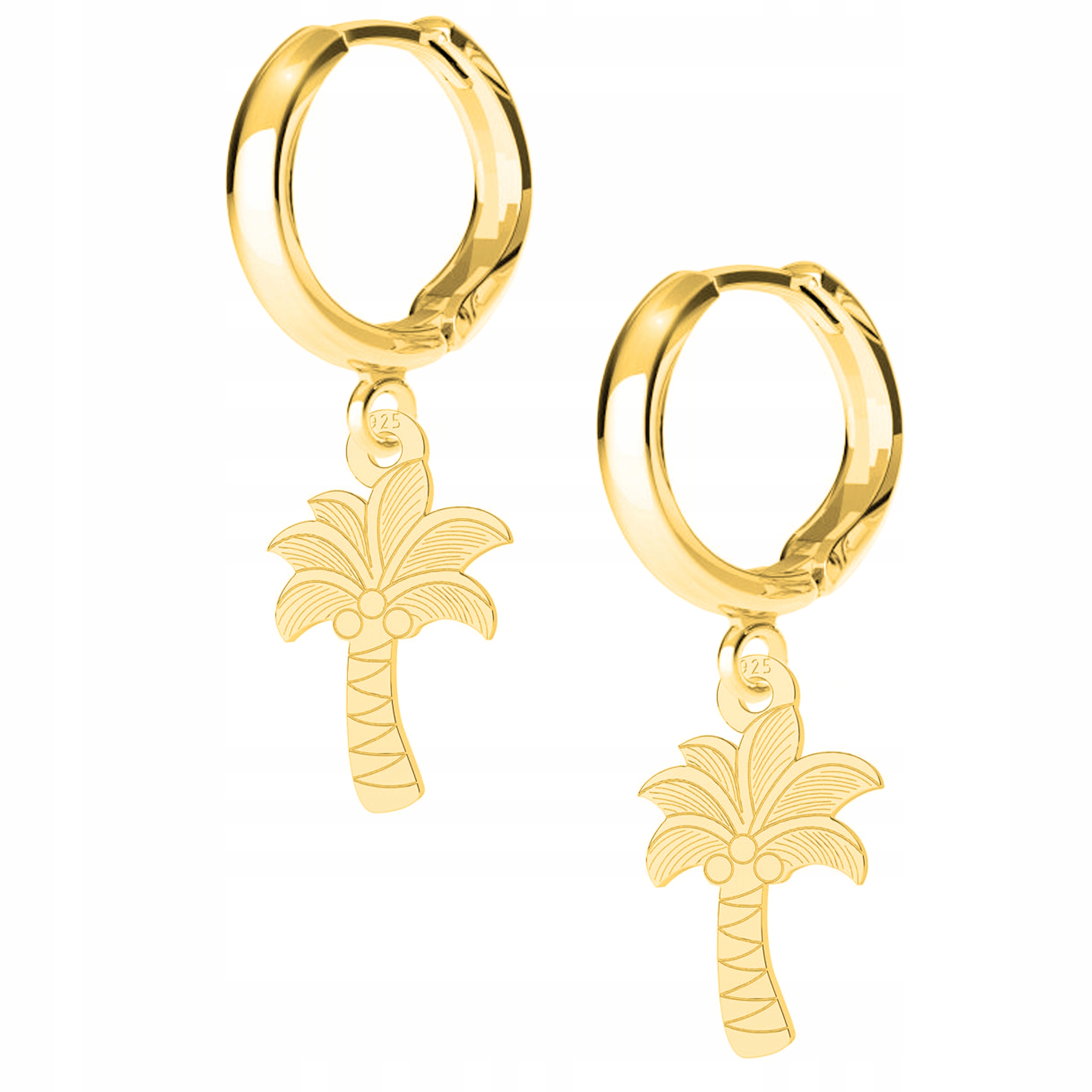 Náušnice zlaté Palma Strom Tree Palm 925