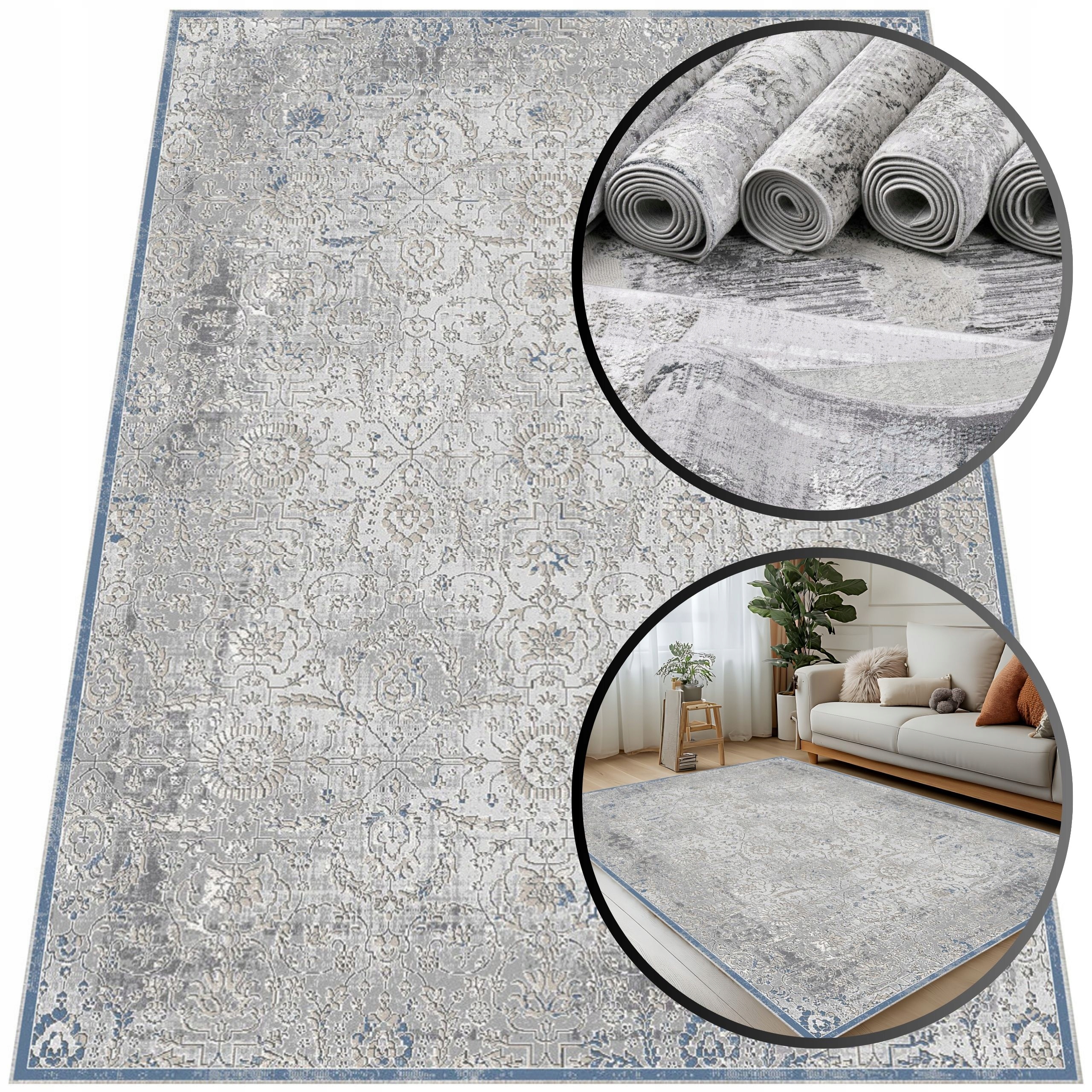 Elegantní Lesklý Šedý Turecký Koberec Do Obývacího Pokoje Koberce Latina 80x150