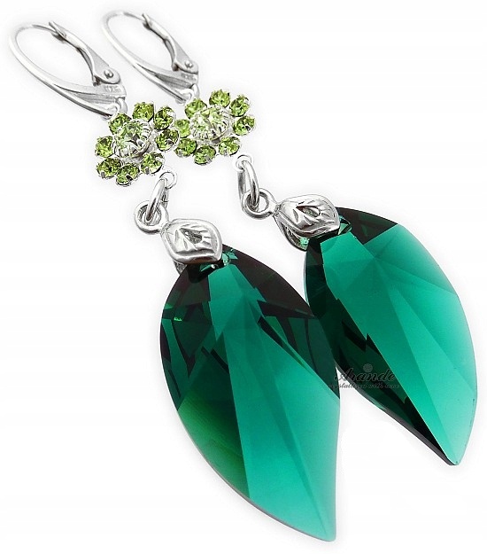 Křišťálové Náušnice Emerald Flow Stříbro Arande