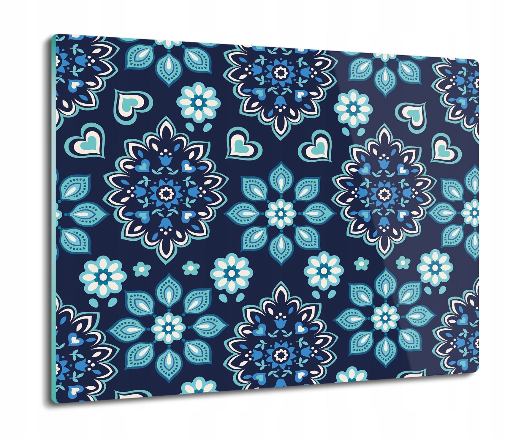 Skleněná kuchyňská deska na krájení jako Dárek 60x52 Květiny ornament vzor