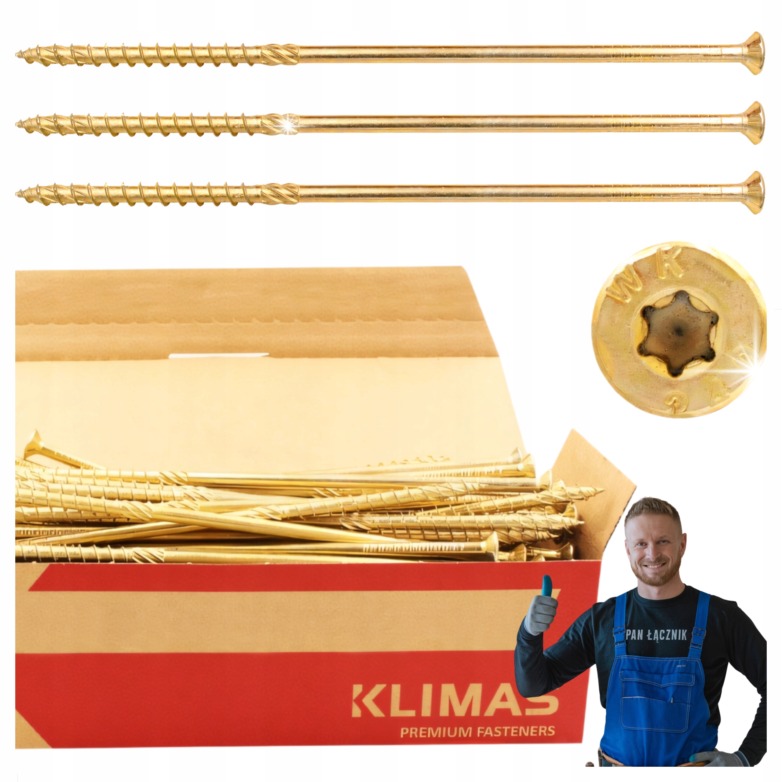 Tesárske Skrutky Do Dreva 6x280 Kužeľové Torx 100ks WKCS-60280 Klimas