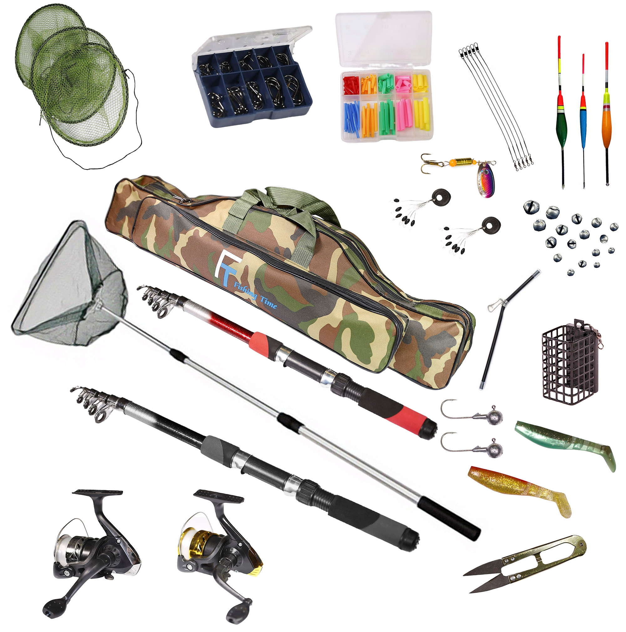 Rybářská Sada pro Děti, 2x Prut a Navijáky, Splávky SADA-W-32