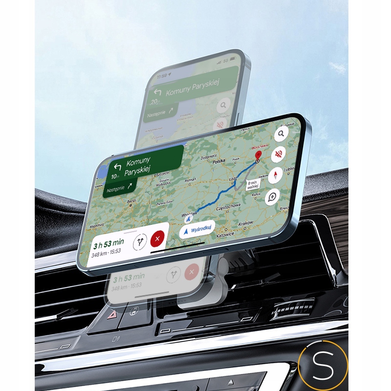 ŁADOWARKA INDUKCYJNA QI UCHWYT SAMOCHODOWY do MAGSAFE DO IPHONE 15W SZYBKA Marka Slayo