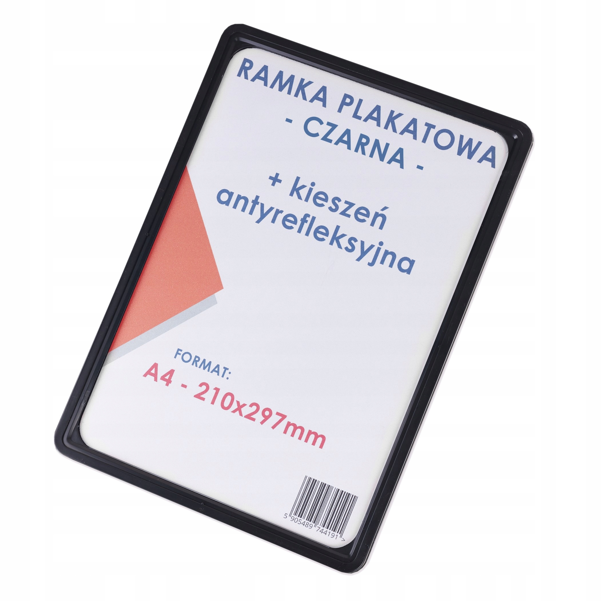RAMKA PLAKATOWA A4 CZARNA + KIESZEŃ ANTYREFLEKSYJNA ZABEZPIECZAJĄCA PLAKAT Format papieru A4
