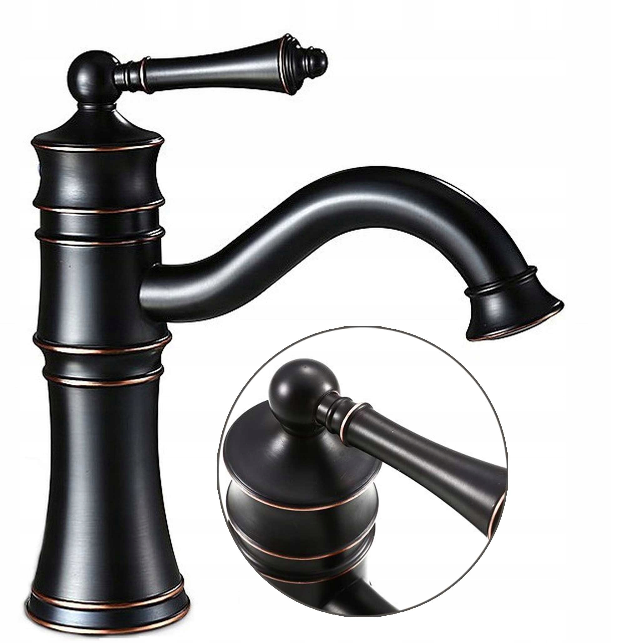 Retro umývadlová batéria Čierna Matná Nízka Rea Vintage Stavaná na umývadlo