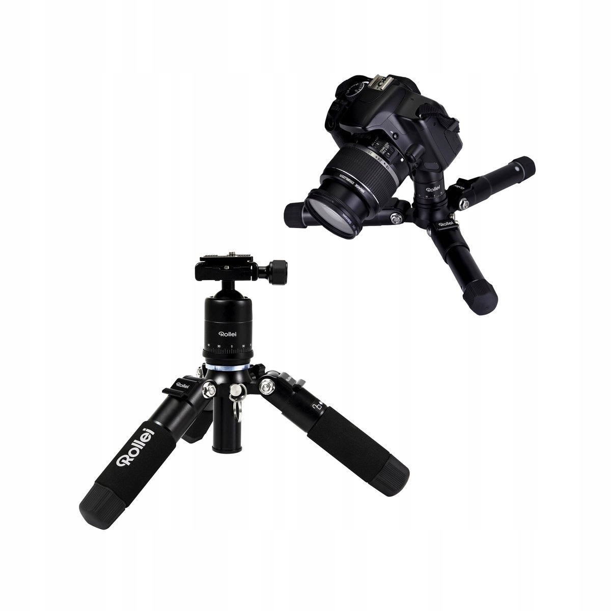 ROLLEI Kompaktowy Statyw Podróżny Mini M1 Aluminiowy 49cm Czarny — miniatura 3