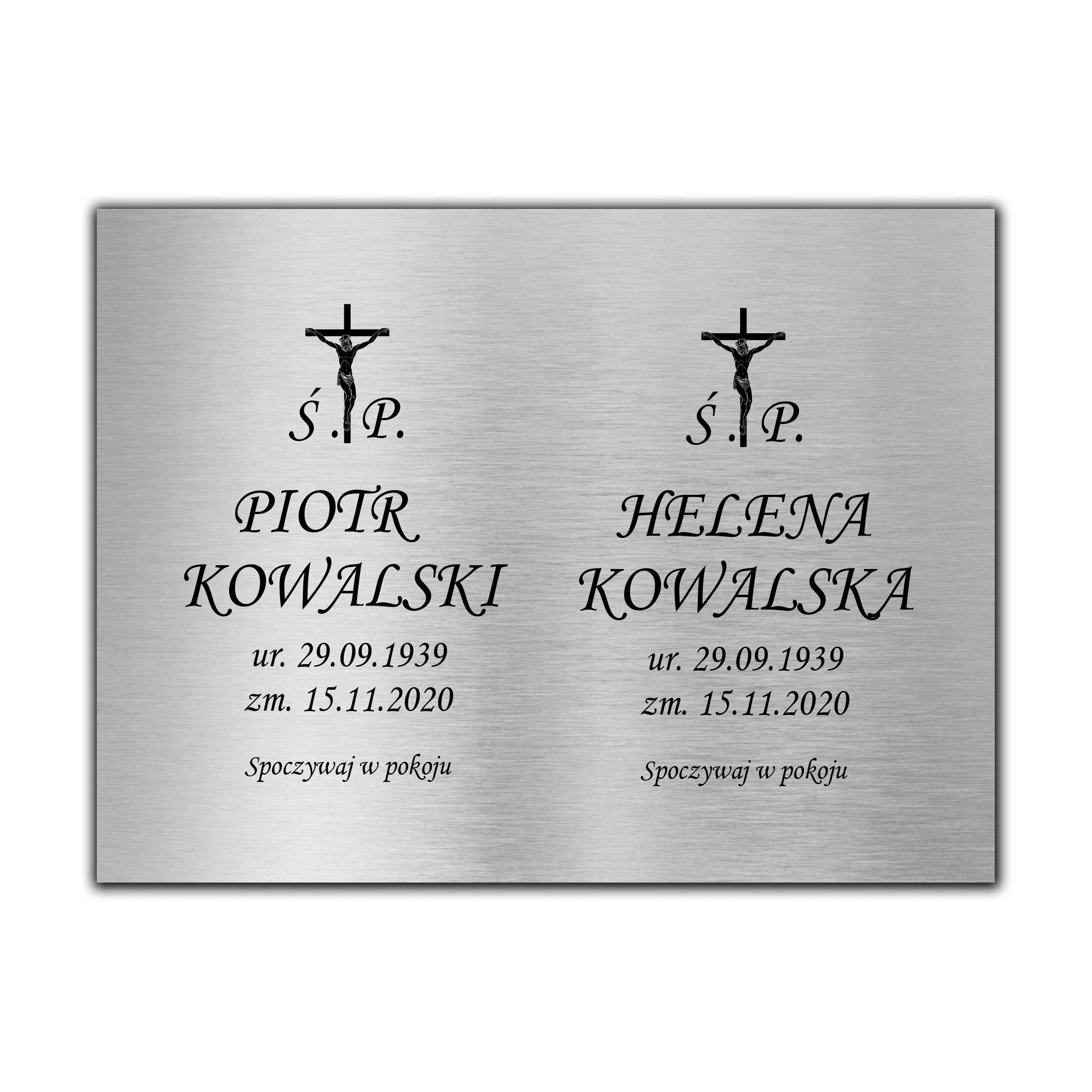 TABLICZKA NAGROBKOWA NAGROBNA GRÓB KRZYŻ 40x30 cm Marka inny