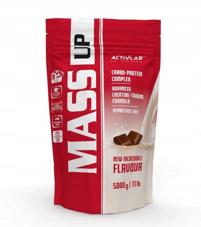Activlab Mass Up Gainer 5000 g Čokoládová svalová hmota Doplněk Stravy Gainer Síla