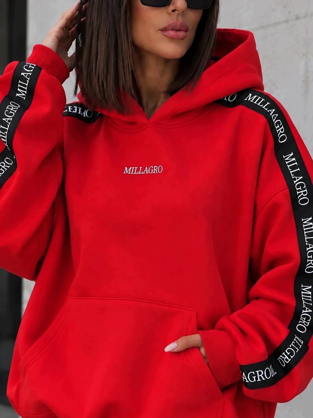 Oversize mikina Millagro Icon červená one size