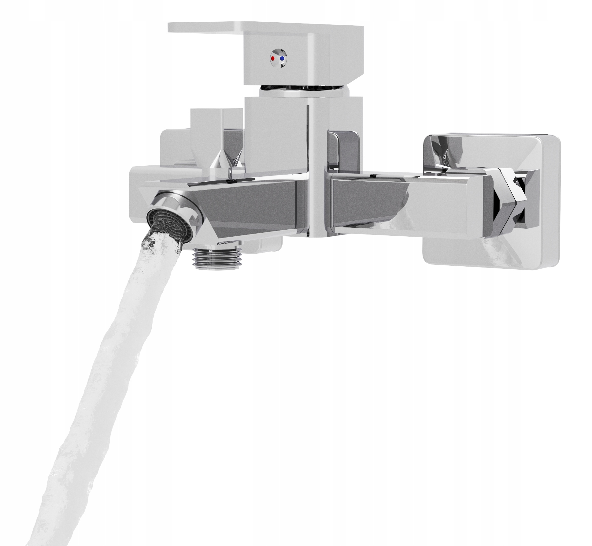 Kúpeľňový Vaňový Kohútik, Štvorcová Batéria, Strieborný Caro Chróm