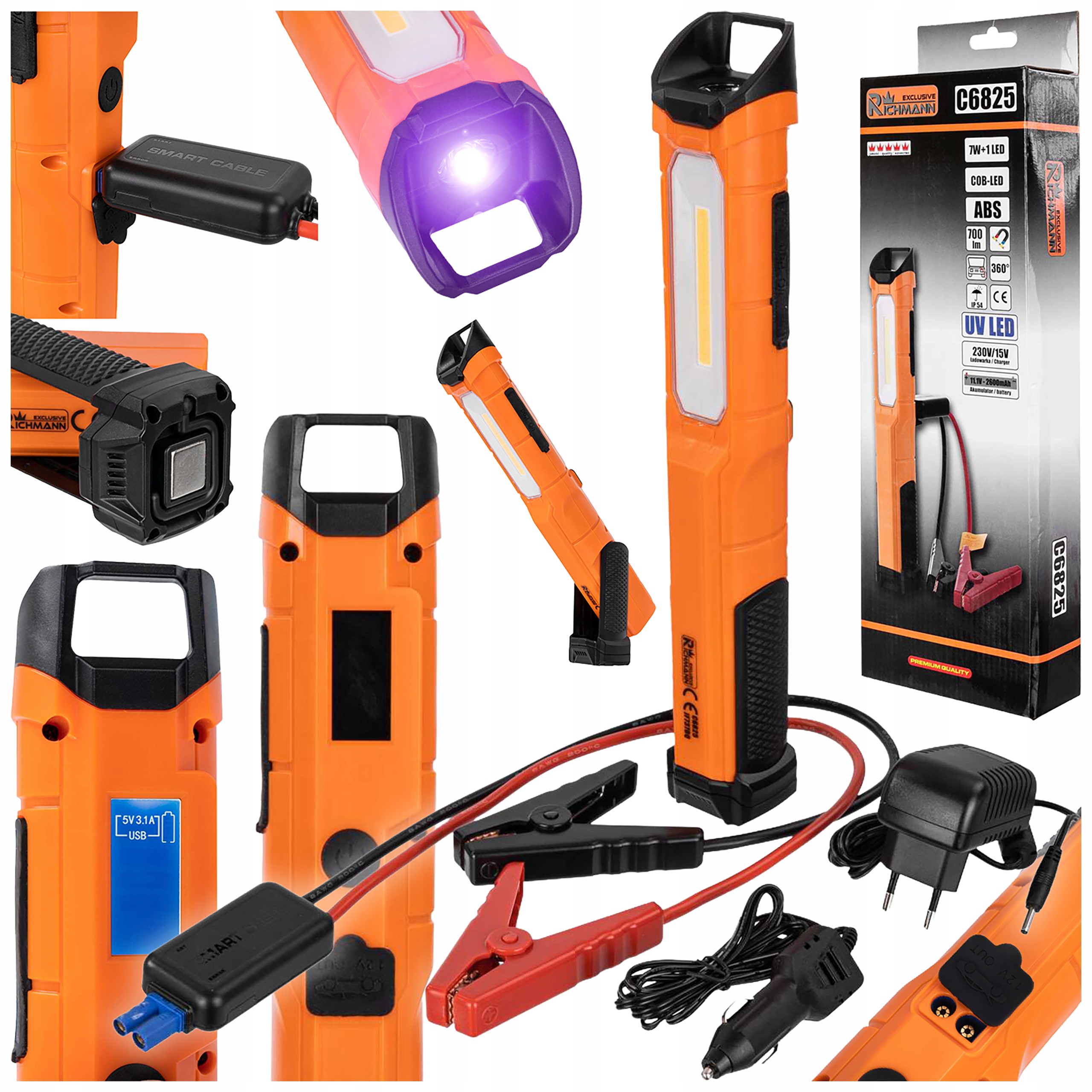 Akumulátorová Lampa Led Powerbanka Uv Startovací Zařízení 700 LM 12 230 V