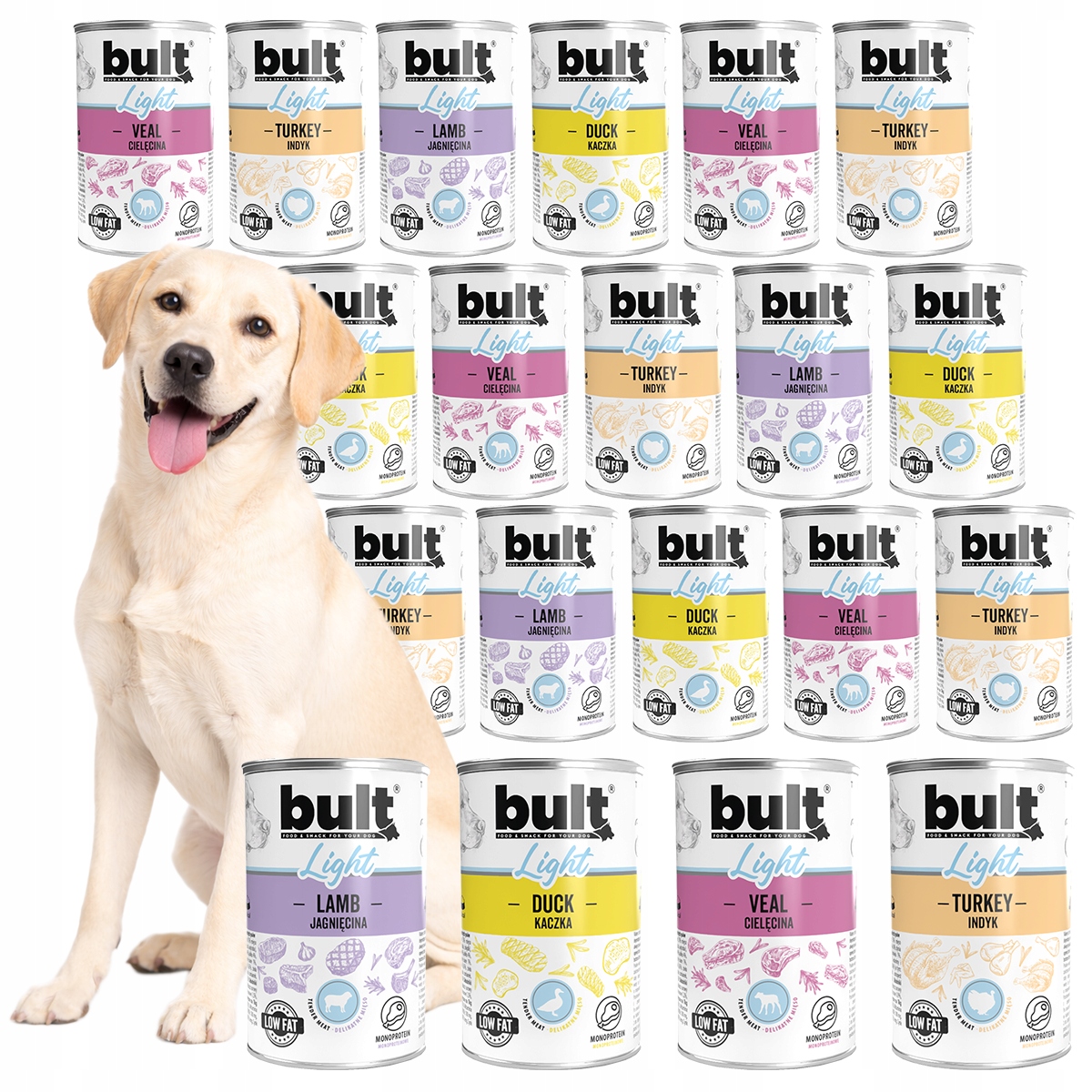 Levně Vlhké Krmivo Pro Psa Bult Light MIX Chutí 24x400g Plechovka Set