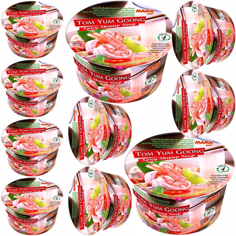 Levně 10x Polévka Tom Yum Goong Rýžové těstoviny s krevetami Vermicelli Cup 70g Mama