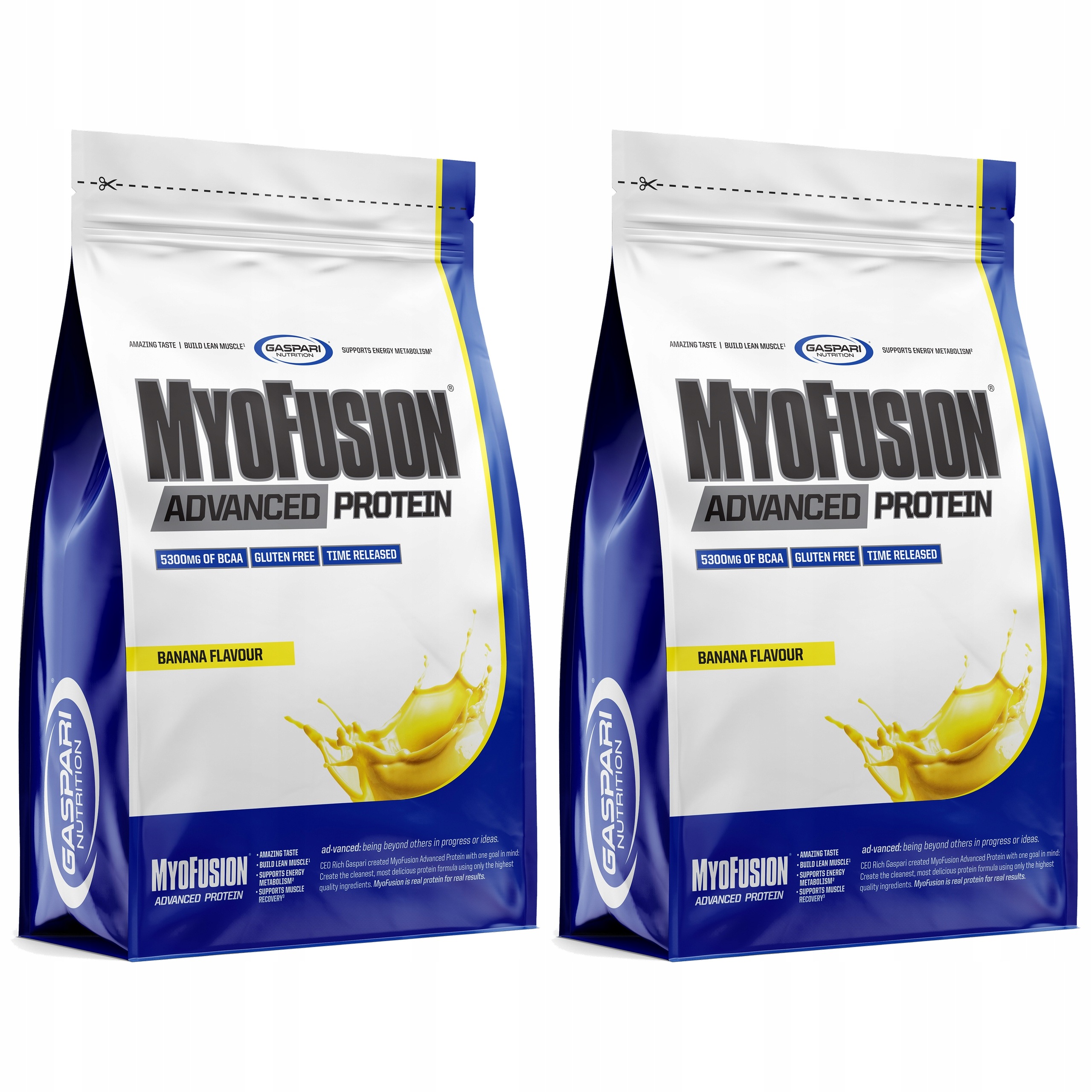 2x Bílkoviny Gaspari Myofusion 500 g Banán Směs 5 frakcí Wpc Wpi Wph