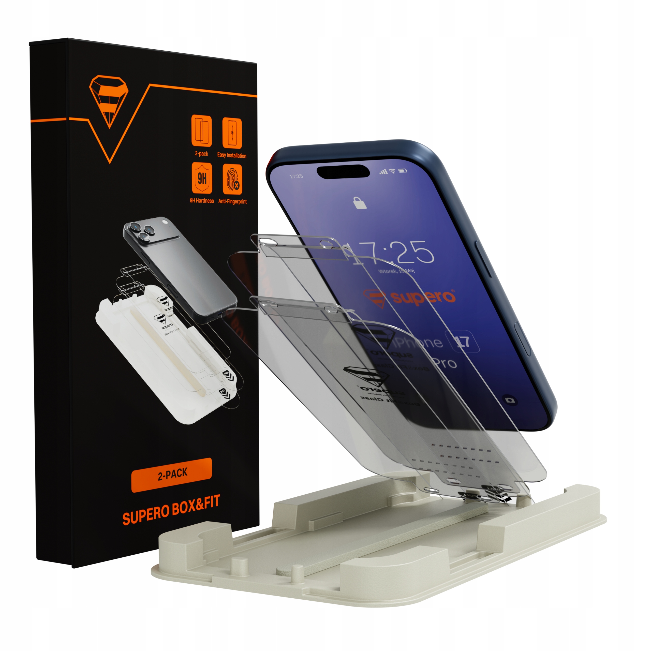 2x Szkło hartowane do iPhone 16 Pro 17 17 pro z aplikatorem ochronne 9H