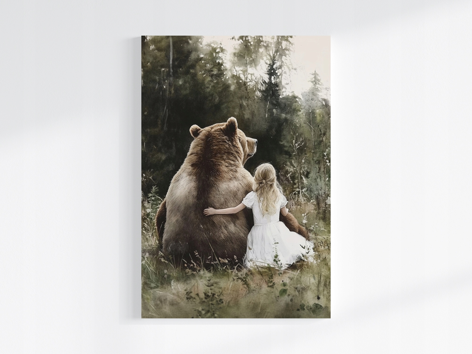 Obraz Na Plátně Canvas Dívka Medvěd Les Pohádka Přátelství 80x120