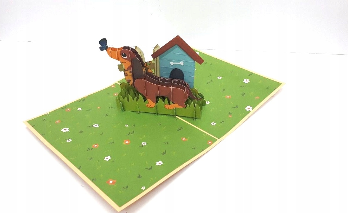 I Love Jazvečík Psík 3D kartička Darček k narodeninám Deň detí Pre deti