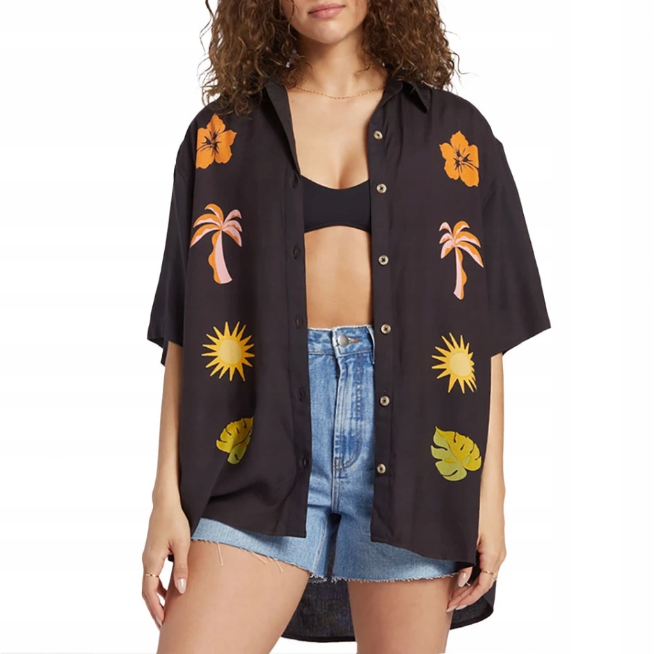 Billabong Černá Oversize Košile S Potiskem (M)