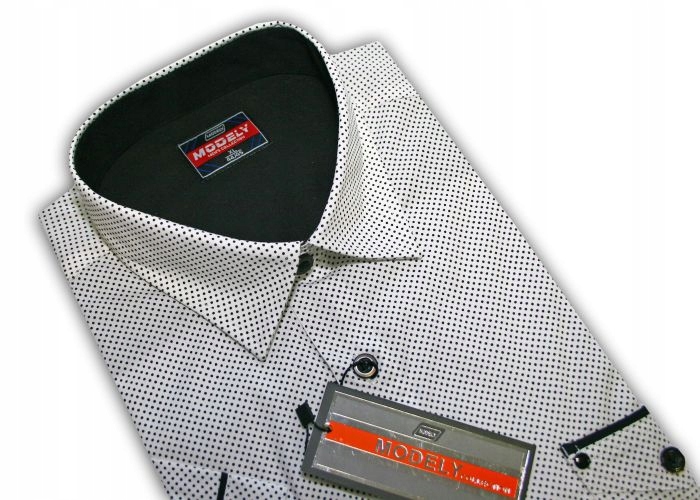 

xw3 Koszula męska Kr Biała Slim Groszki M 40/41