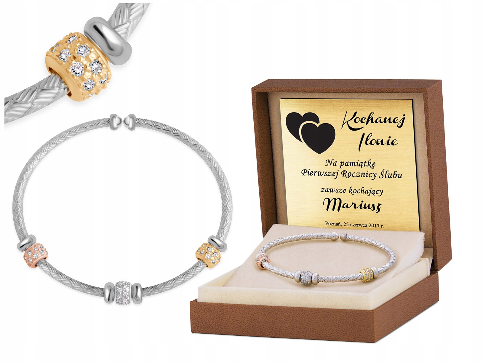 Bransoletka Srebrna 925 Bangle Grawer