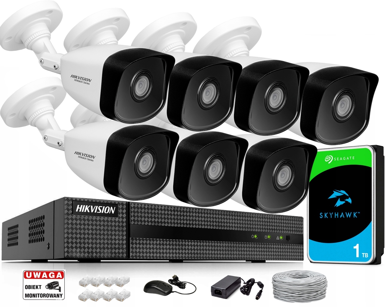 

Hikvision Zestaw monitoringu Ip 7 Kamer PoE 2MP Ir
