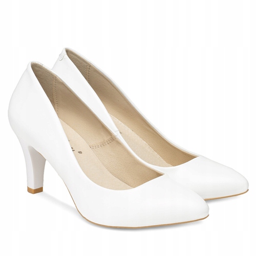 Brilu Polskie Ślubne Klasyczne Szpilki Loreley Białe 38