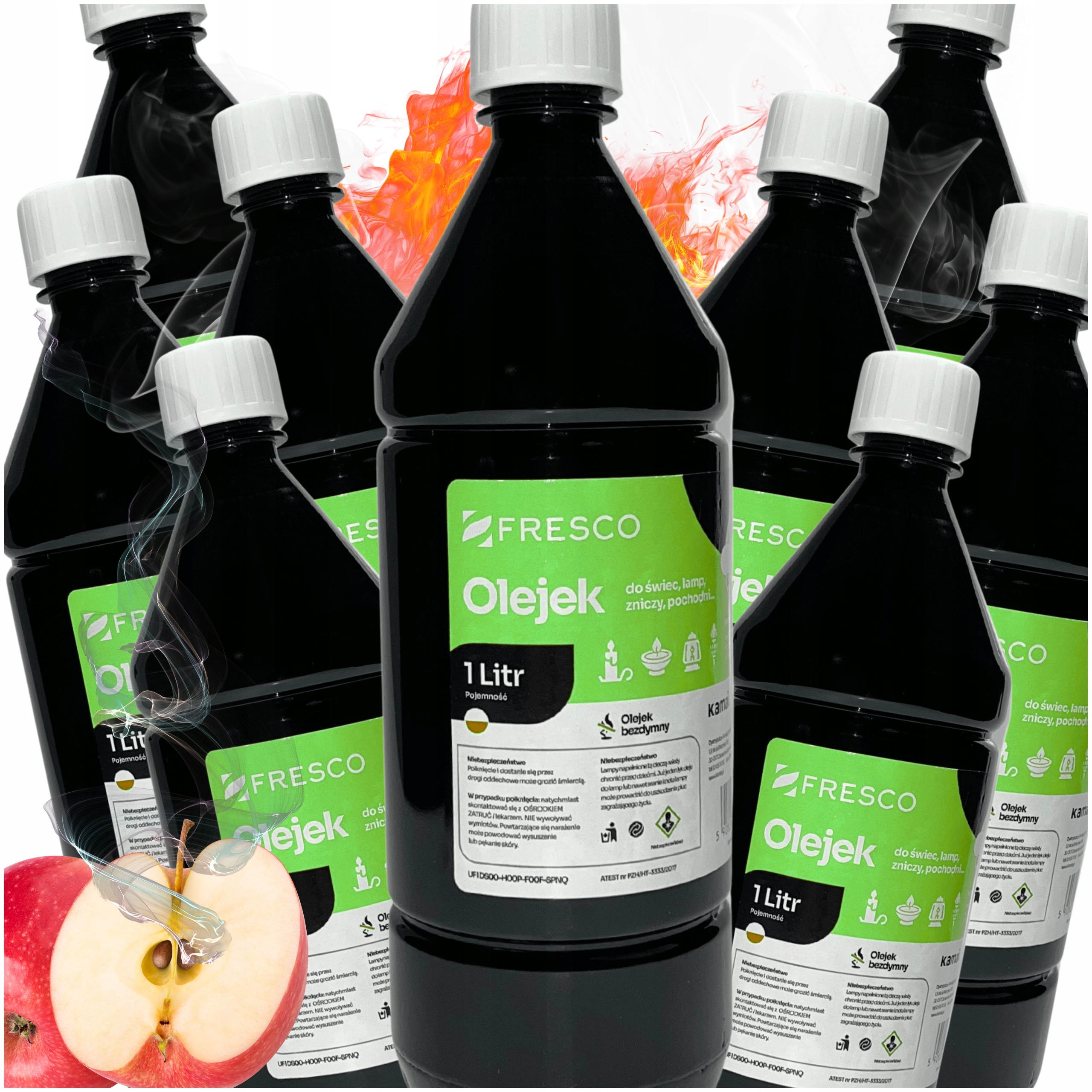 Set 10 x Olej s vůní Jablka pro lampy na svíčky Palivo do pochodní Bez Kouře