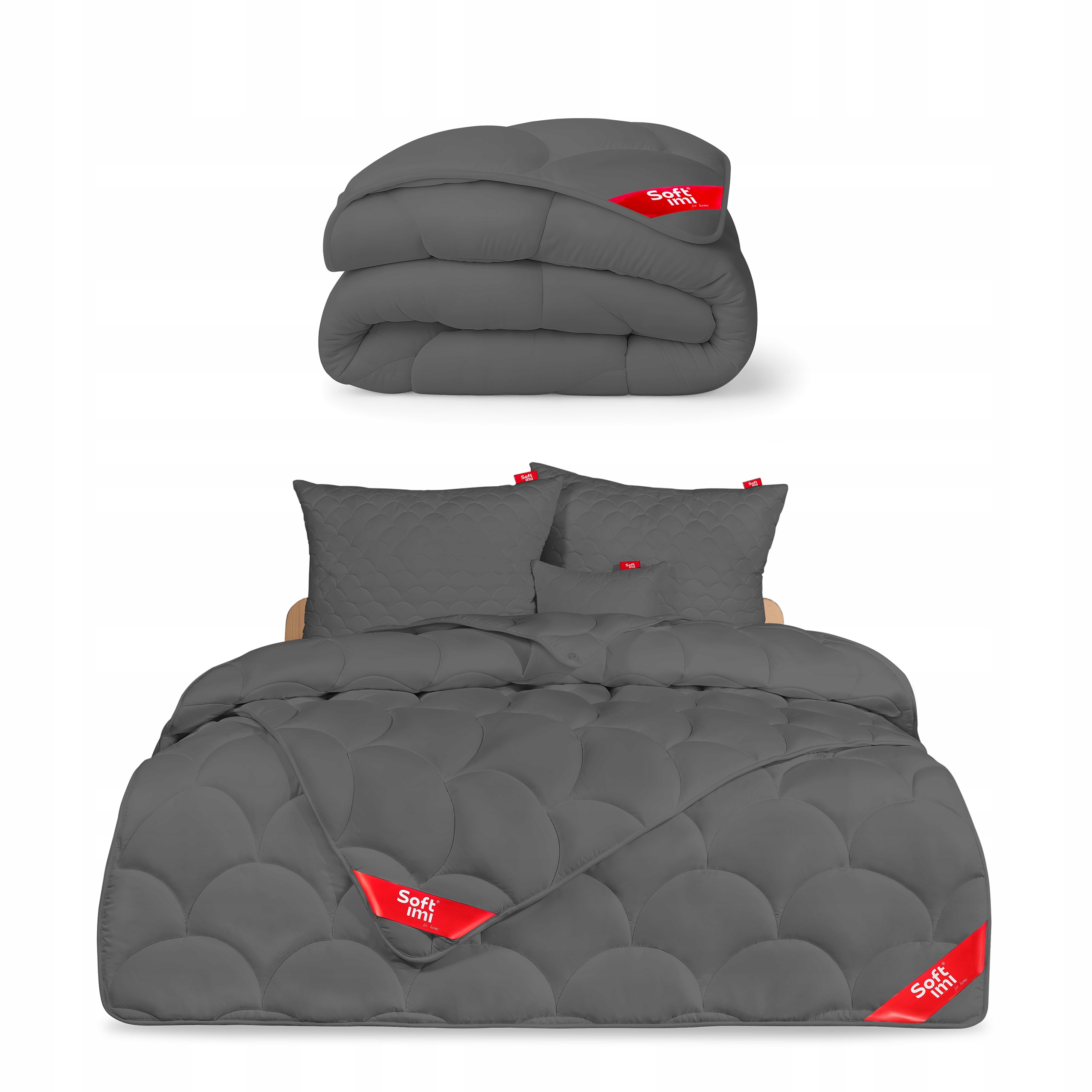 Celoroční Přikrývka Anti-alergická 180X200 2 Polštáře 70X80 Šedá Sada