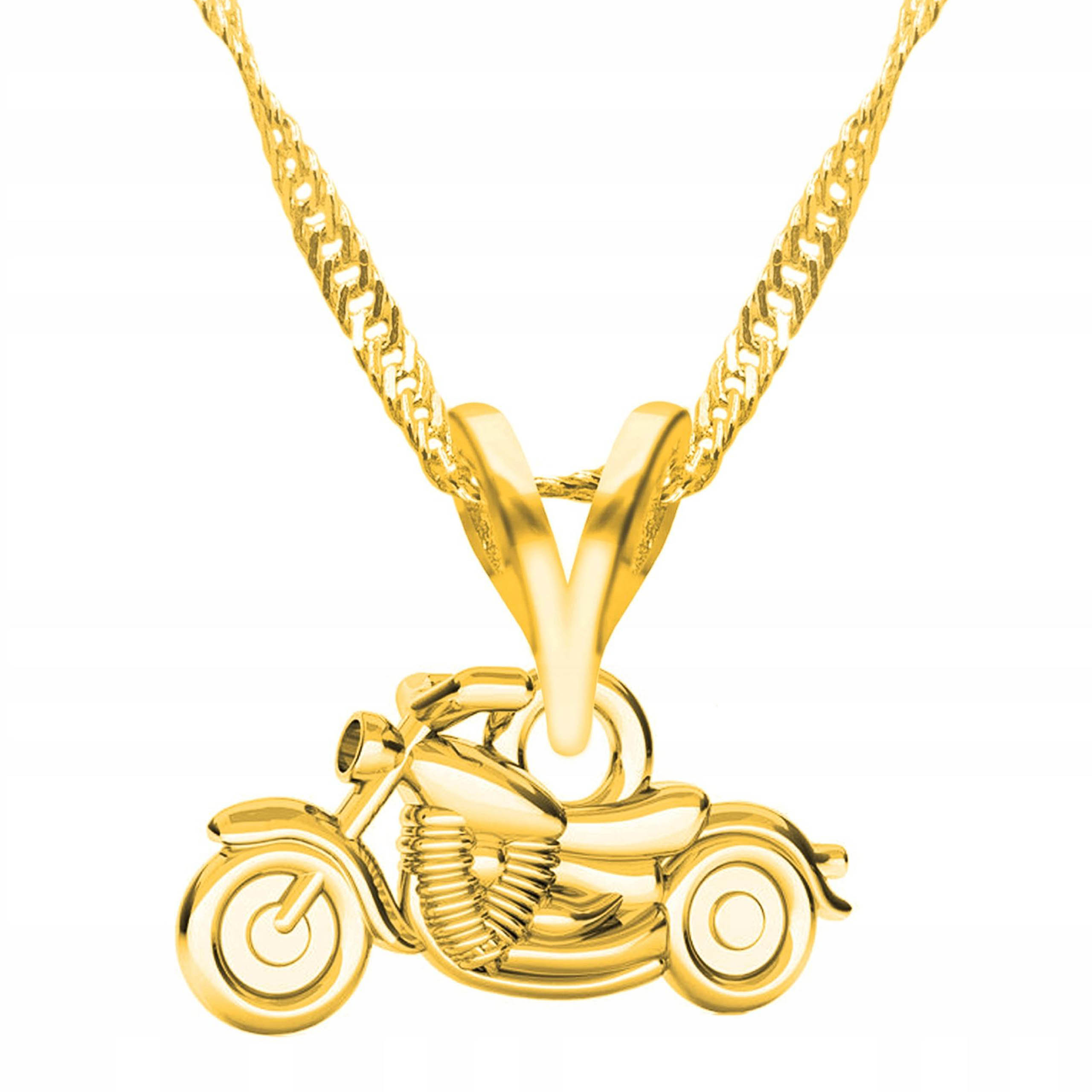 Zlatý náhrdelník s motocyklem Harley Motorek Motocykl Stříbro 925