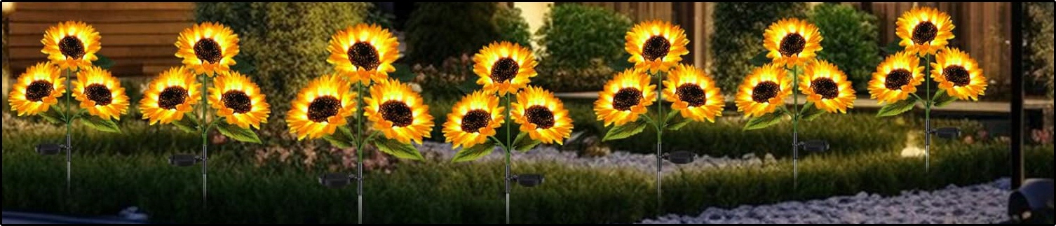 LAMPA SOLARNA OGRODOWA LED SŁONECZNIK 80cm Sztuczne Kwiaty Lampki Solarne Barwa światła biały ciepły