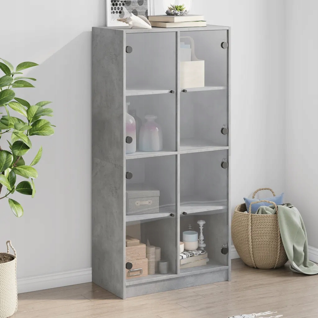 Levně Highboard s dvířky betonově šedý 68x37x142 cm kompozitní dřevo Šedá 3295860
