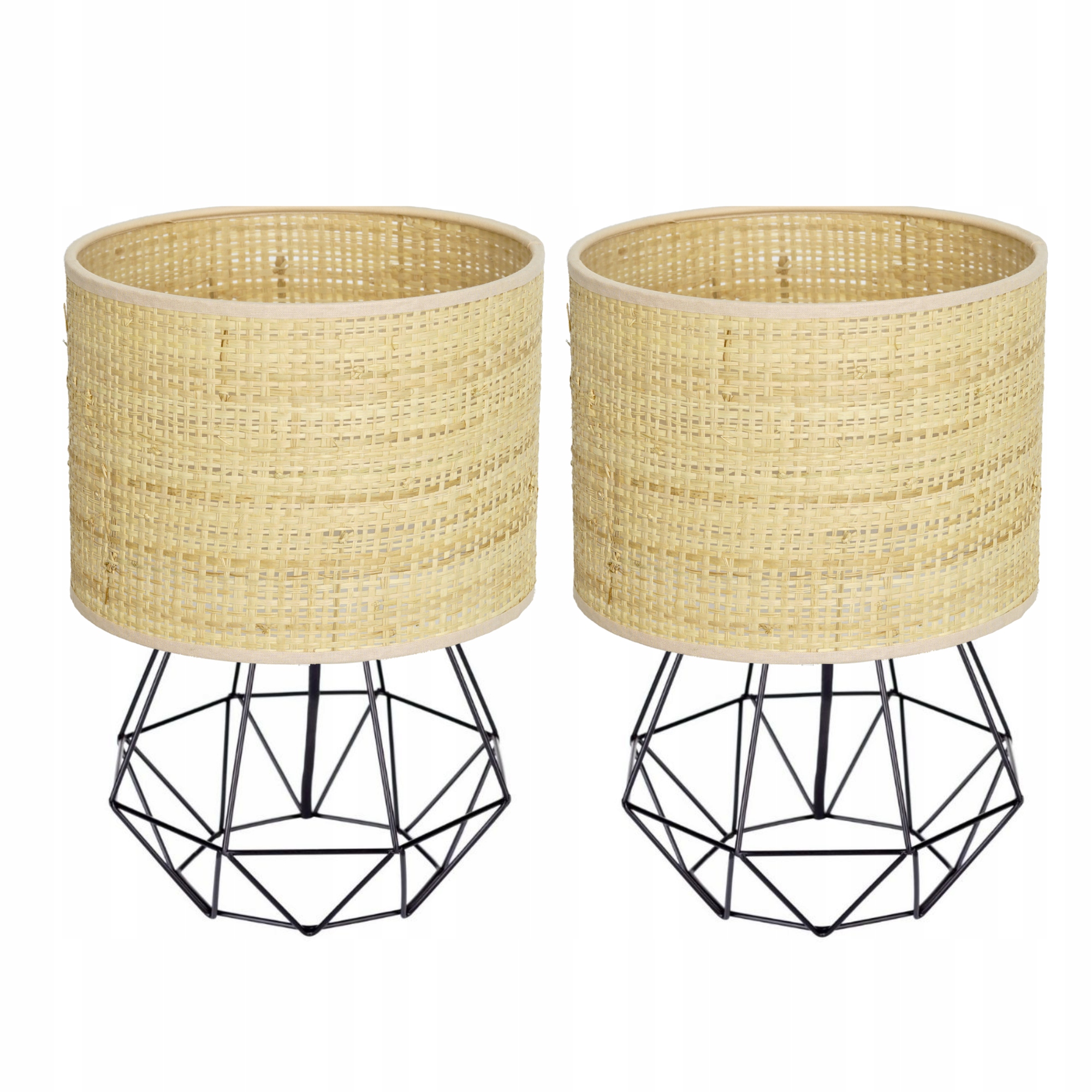 Ratanová Noční Lampa Stolní Ratan Boho 2 Kusy E27 Polská Lampa